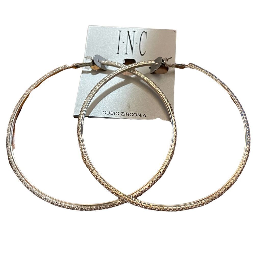 NWT INC International Concepts 4” diameter encrusted hoops earrings